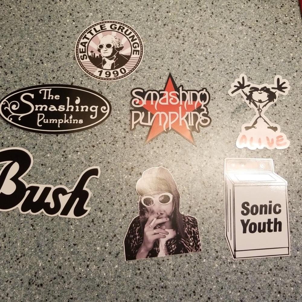 Vinyl sticker lot grunge Bush, Nirvana, Pearl Jam